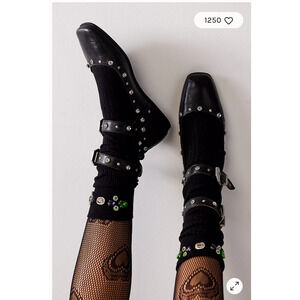 Free People Black Studded Flats